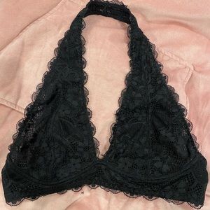 Free People, Black, Lace, Lined Halter Bralette🖤